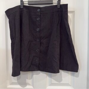 Black Button-Front Corduroy Skirt